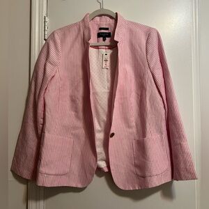 Pink and white pinstripe Talbots Aberdeen blazer